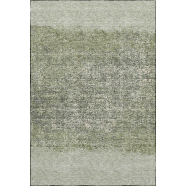 Mayfield Premium Machine Washable Abstract AMF2214 Aloe 10 ft. x 14 ft. Area Rug