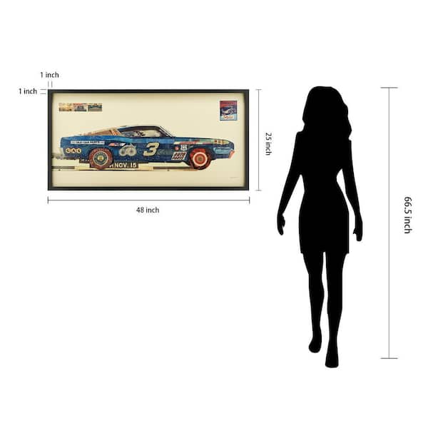 Empire Art Direct Muscle Blue Car Dimensional Collage Framed