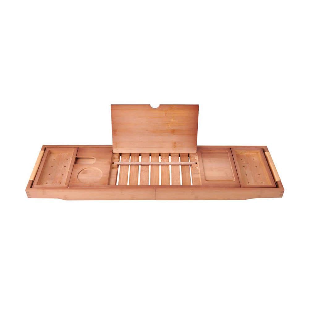 Bamboo Walnut Bathtub Trays Caddy with Leather Handles price history on PriceWatchPro