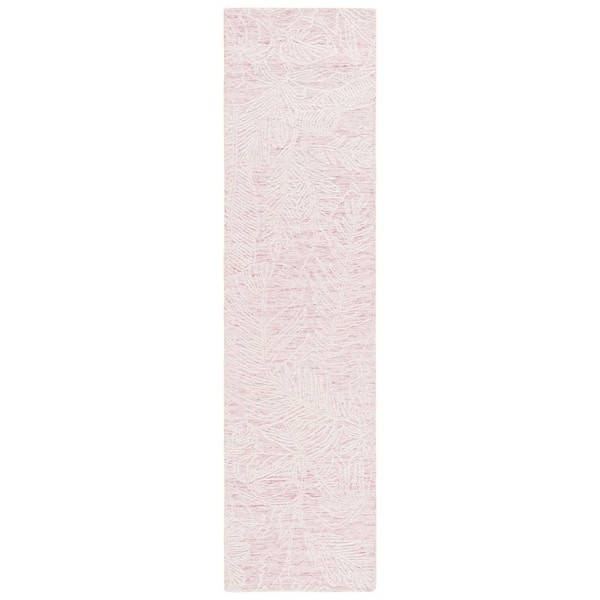 Metro 2 ft. x 9 ft. Pink/Ivory Distressed Floral Marle Runner Rug