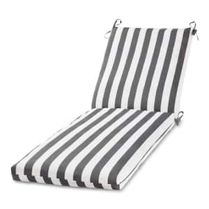23 in. x 73 in. Outdoor Chaise Lounge Cushion in Canopy Stripe Gray