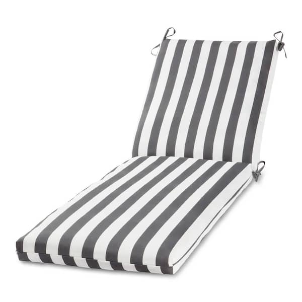 Greendale Home Fashions 23 in. x 73 in. Outdoor Chaise Lounge Cushion in Canopy Stripe Gray