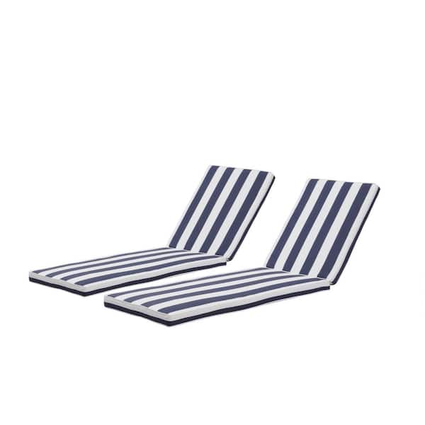 unique choice 2-Piece Outdoor Patio Chaise Lounge Chair Cushion Replacement Seat Cushion, Blue/White Stripe