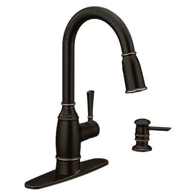 Noell Single-Handle Pull-Down Sprayer Kitchen Faucet with Reflex, Soap Dispenser and Power Clean in Mediterranean Bronze