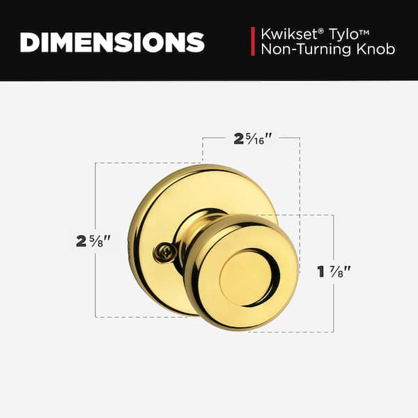 Kwikset Tylo Polished Brass Dummy Knob Right or Left Handed Kwikset Tylo Polished Brass Dummy Knob Right or Left Handed