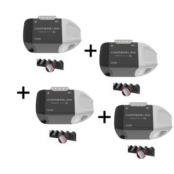 1/2 HP Smart Quiet Belt Drive Garage Door Opener with Battery Backup (4-Pack)
