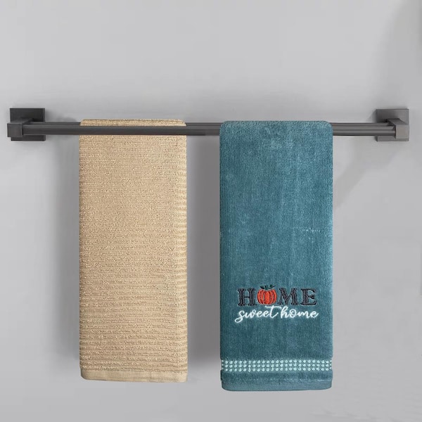 Harvest Embroidered Cotton Hand Towel 2-Piece Set Home Sweet Home Teal