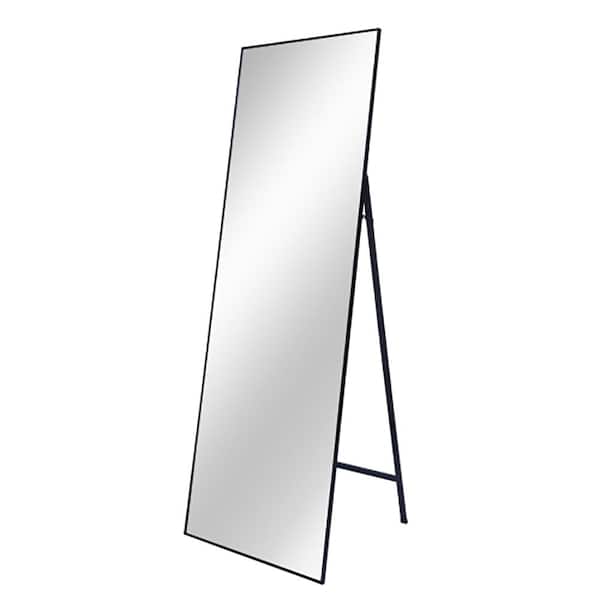 15 in. W x 58 in. H Rectangular Framed Full Length Wall Bathroom Vanity Mirror in Black, Clothing Store, Living Room