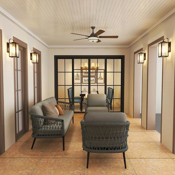 1-Light Matte Black Not Solar Outdoor Wall Lantern Waterproof Fixture with Clear Glasses (4-Pack)