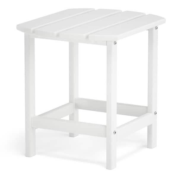 Kahomvis White Adirondack Outdoor Market Side Table, HDPE Plastic End Tables for Patio