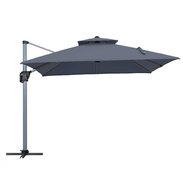 11 ft. Patio Umbrella Outdoor Square Double Top Umbrella in Gray (without Umbrella Base)