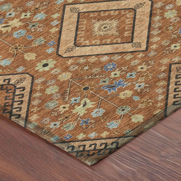 Chantille Machine Washable Indoor/Outdoor Abstract ACN2459 Paprika 8 ft. x 10 ft. Area Rug