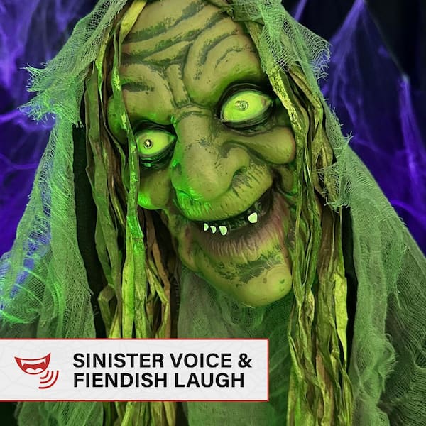 Haunted Hill Farm 68 in. Touch Activated Animatronic Witch HHWITCH