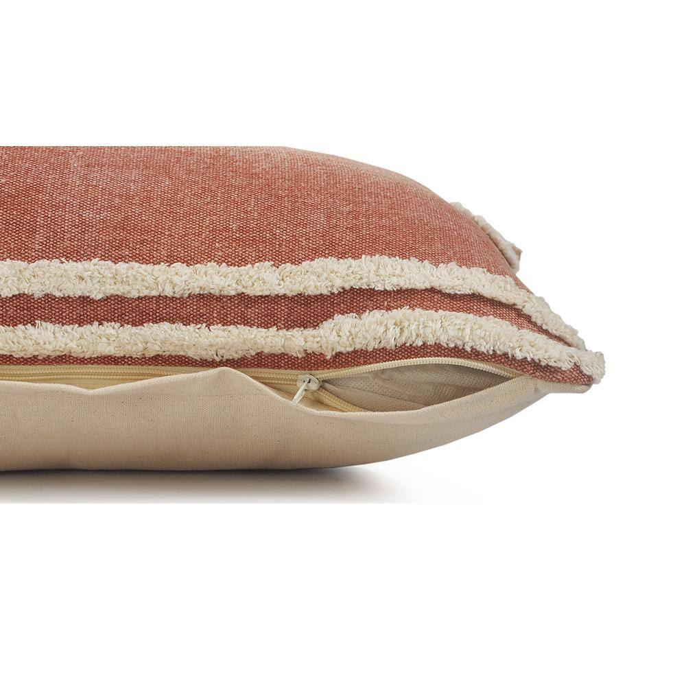 Cinnamon and White Striped Square Throw Pillow, 20" x 20"