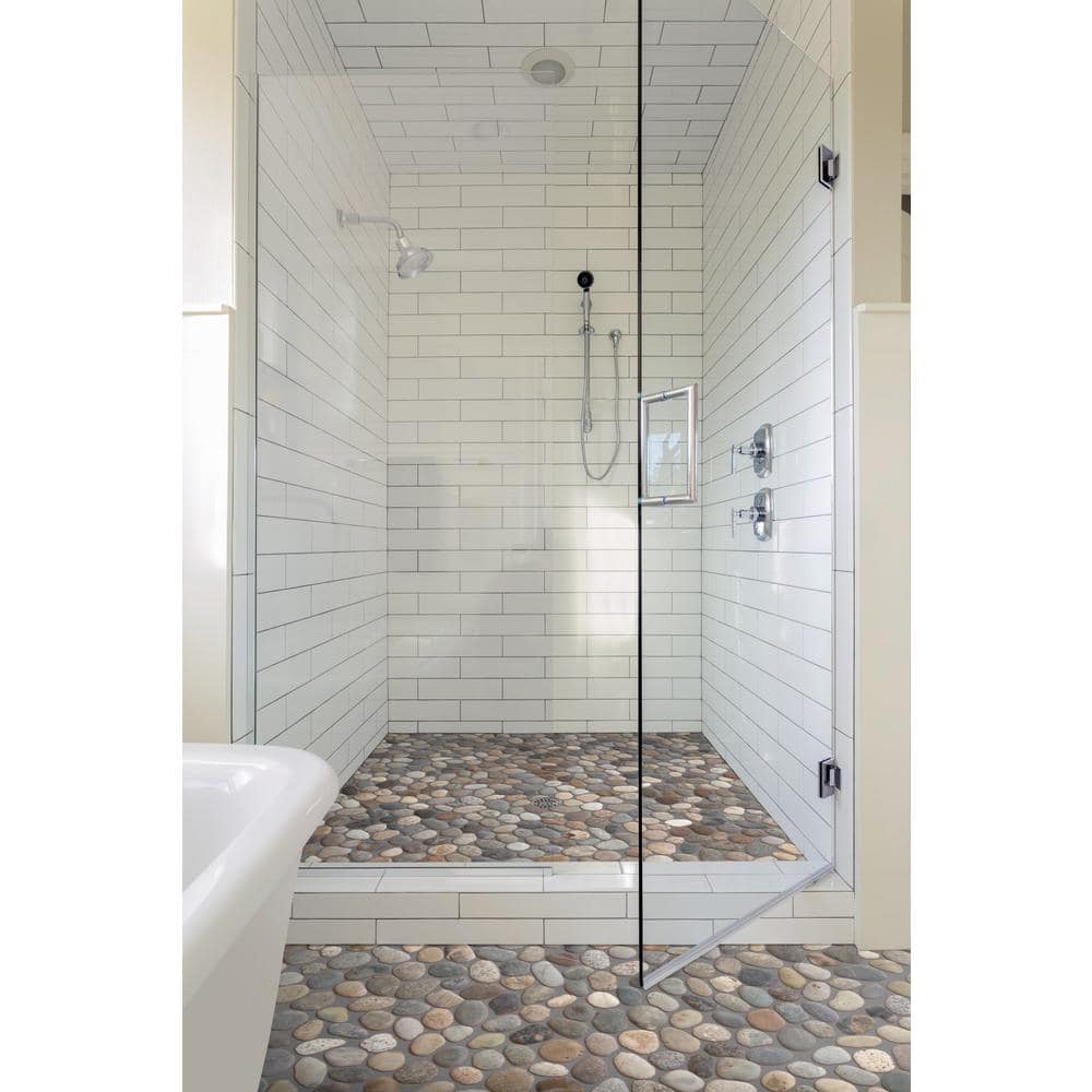 Classic Pebble Gray Blend Natural Stone Mosaic Floor and Wall Tile