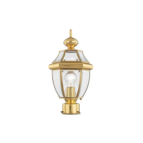 Livex Lighting Monterey 1 Light Polished Brass Outdoor Post Top Lantern 2153 02 The Home Depot Livex Lighting Monterey 1 Light, Brass Outdoor Post Light Fixtures