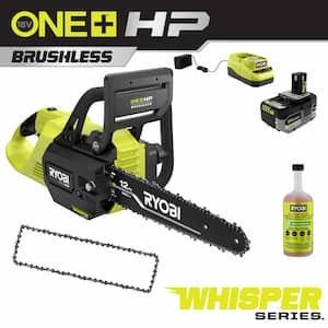 ONE+ HP 18V Brushless Whisper Series 12 in. Battery Chainsaw w/ Extra Chain, Bar & Chain Oil, 6.0 Ah Battery & Charger