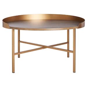 Prague 30.5 in. Light Gray/Gold Coffee Table