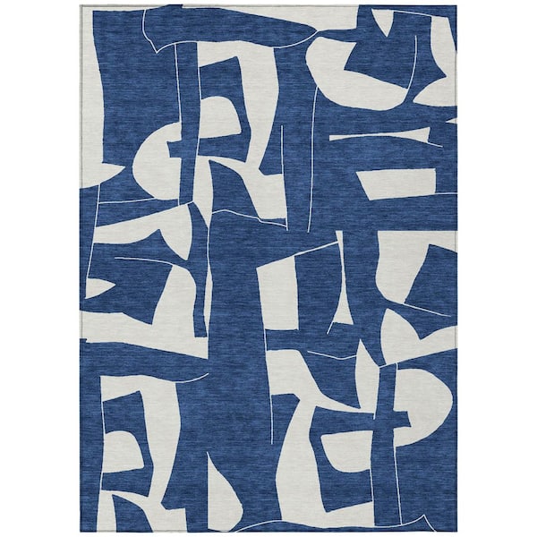 Chantille Machine Washable Indoor/Outdoor Abstract ACN2604 Navy 10 ft. x 14 ft. Area Rug