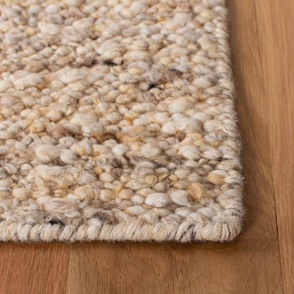 Beige Handwoven Wool Rectangular Area Rug 5' x 8'