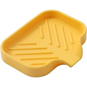 2pc 4.9 in. Silicone Bathroom Soap Dishes with Drain and Kitchen Sink Organizer Sponge Holder, Dish Soap Tray Yellow