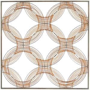 32 in. x 32 in. Brown Metal Modern Geometric Wall Decor