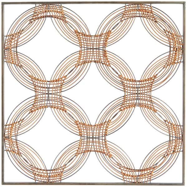Litton Lane 32 in. x 32 in. Brown Metal Modern Geometric Wall Decor