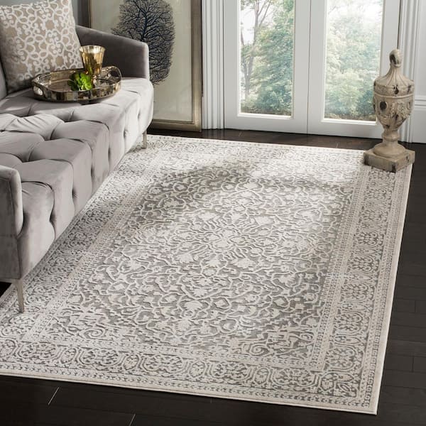 Reflection Dark Gray/Cream 2 ft. x 3 ft. Distressed Floral Area Rug