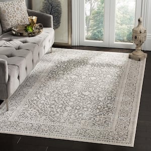 Reflection Dark Gray/Cream 8 ft. x 10 ft. Distressed Floral Area Rug