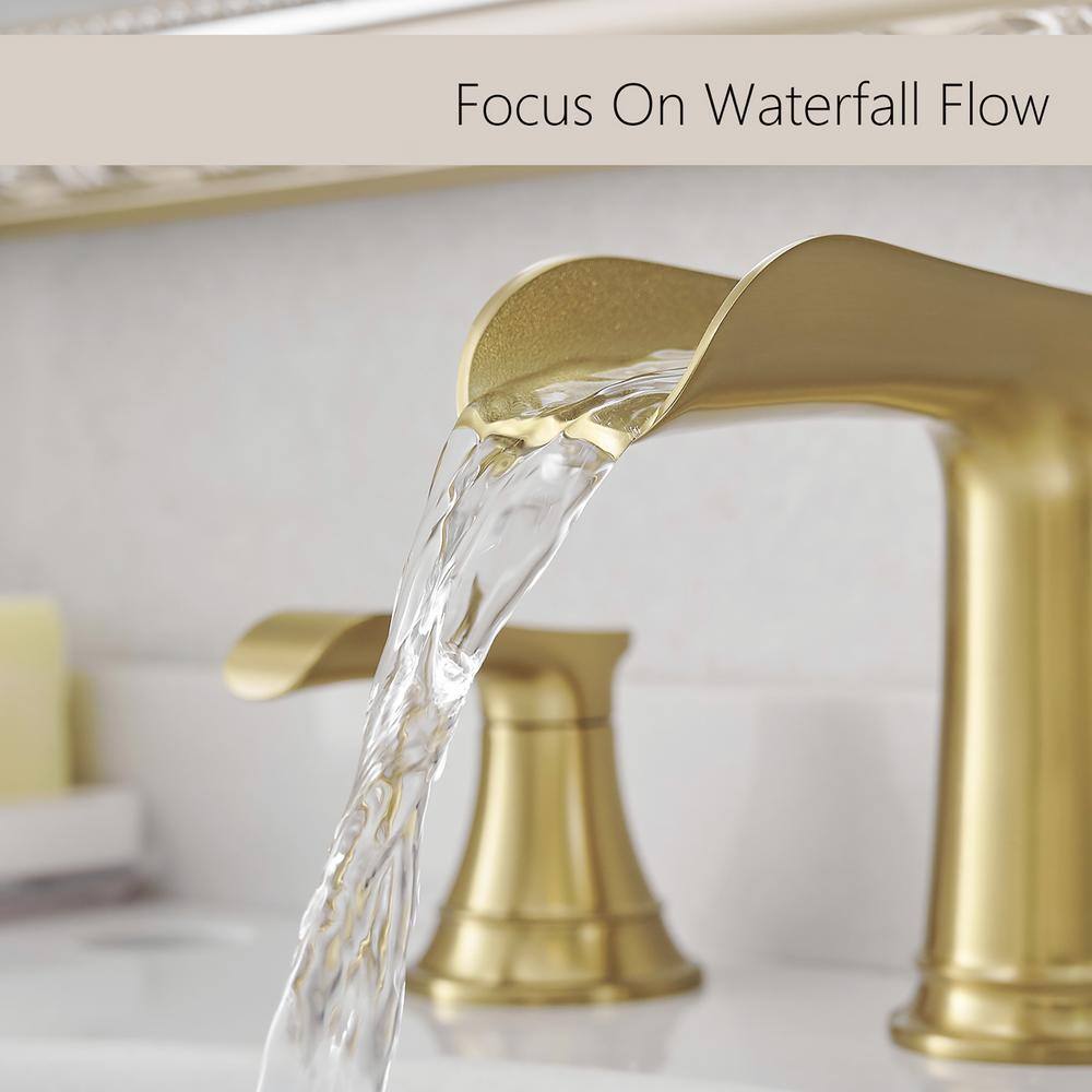 Brushed Gold 8-Inch Widespread Double Handle Bathroom Faucet