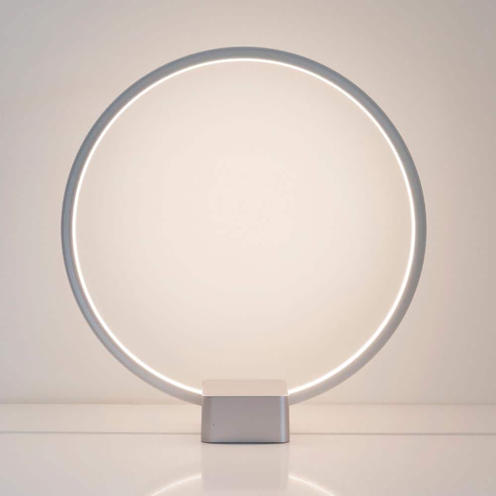 Platinum Silver Modern LED Desk Lamp with USB Port