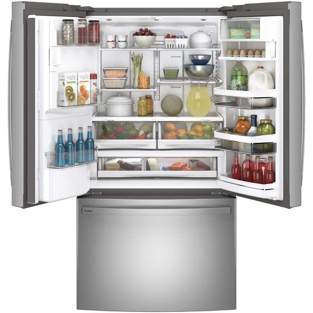 GE Profile 22.1 cu. ft. French Door Refrigerator with Autofill in Fingerprint Resistant Stainless Steel, Counter Depth