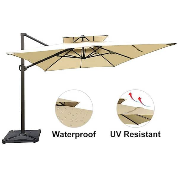 Abba Patio 9 by 12-Feet Square Offset Cantilever Umbrella Dual Wind ...