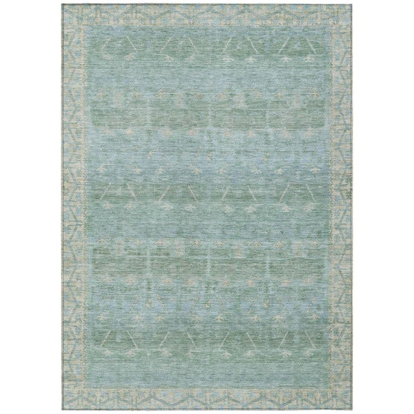 Chantille Machine Washable Indoor/Outdoor Abstract ACN2725 Mint 10 ft. x 14 ft. Area Rug