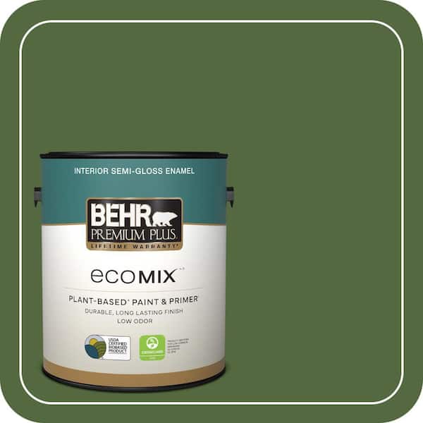 1 gal. #M380-7 Alfalfa Extract Semi-Gloss Enamel EcoMix Plant-Based Interior Paint & Primer