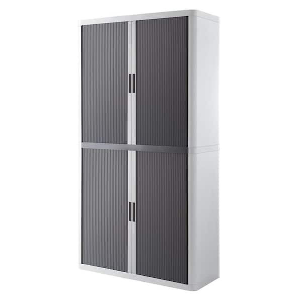 Unbranded Paperflow easyOffice White and Antracite 80 in. Tall Storage Cabinet with 4-Shelves