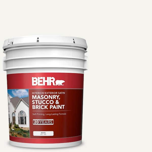BEHR 5 gal. #75 Polar Bear Satin Interior/Exterior Masonry, Stucco and Brick Paint