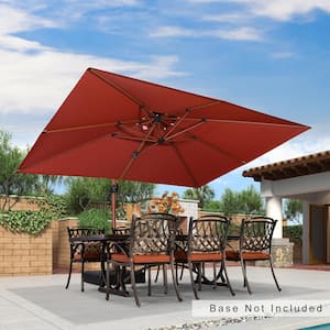 9 ft. x 12 ft. All-aluminum 360-Degree Rotation Wood pattern Cantilever Outdoor Patio Umbrella in Brick Red