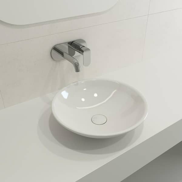 Venezia White 15.75 in. Fireclay Round Vessel Sink