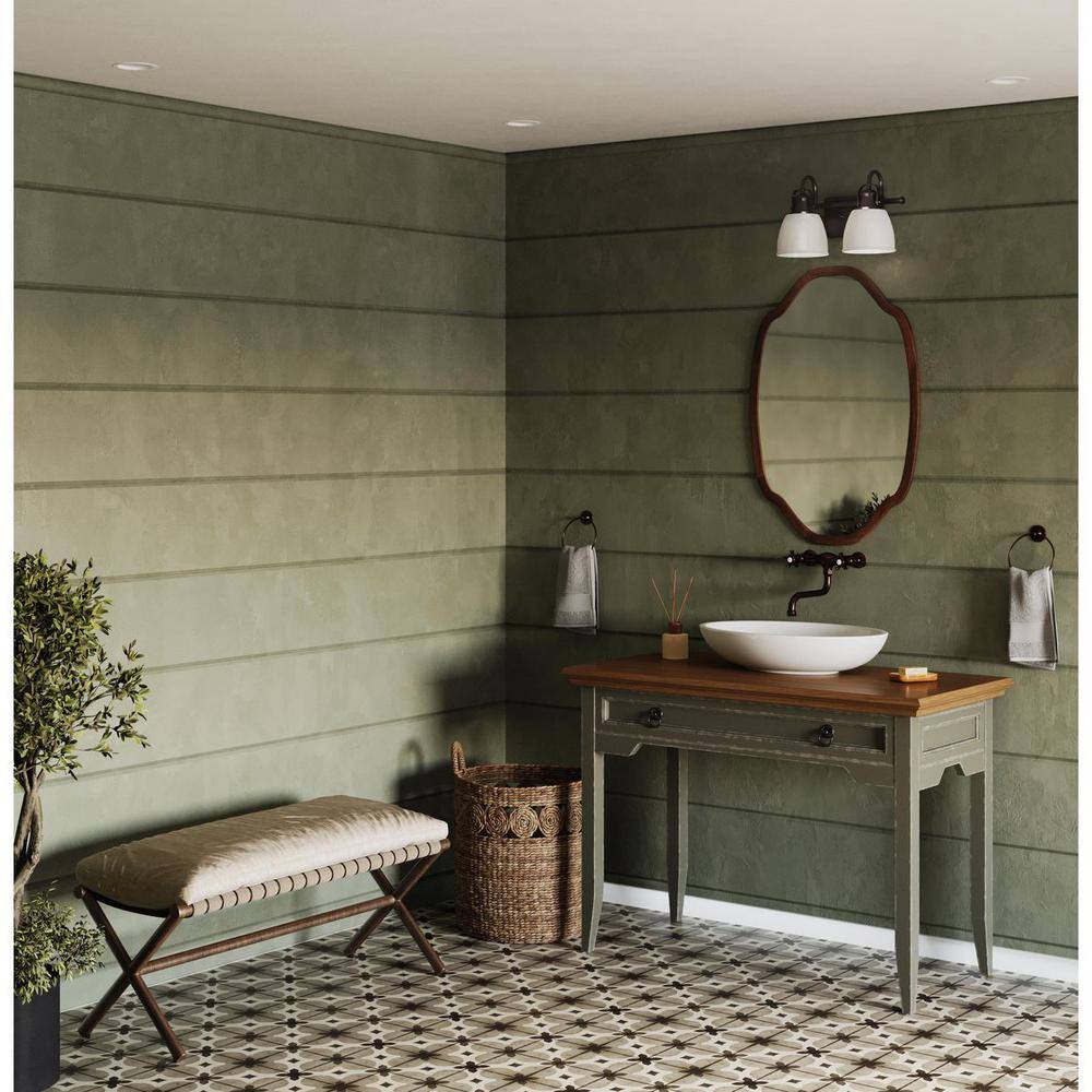 Matte Black 2-Light Vanity Fixture with Opal Glass Shades
