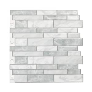 Gray and White 12 in. x 12 in. Vinyl Wall Tile Peel and Stick Backsplash Tile (10-Pack)