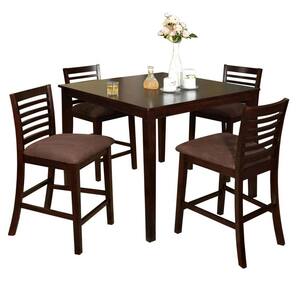 Eaton II 5-Piece Espresso Transitional Style Counter Height Table Set