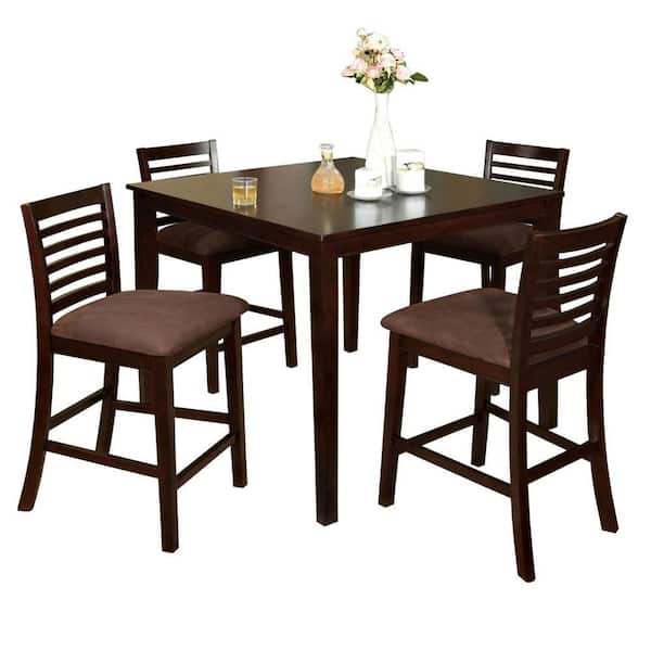 William's Home Furnishing Eaton II 5-Piece Espresso Transitional Style Counter Height Table Set