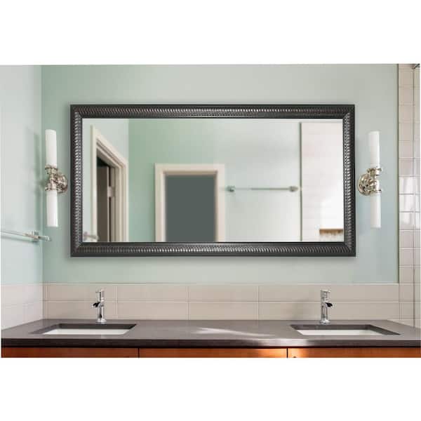 Unbranded 30 in. W x 59 in. H Framed Rectangular Bathroom Vanity Mirror in Black