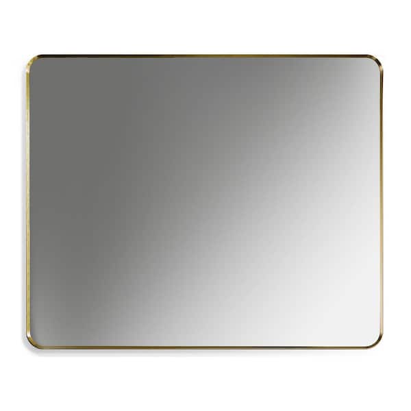 Altair Nettuno 36 in. W x 30 in. H Small Rectangular Aluminum Framed Wall Bathroom Vanity Mirror in Brushed Gold