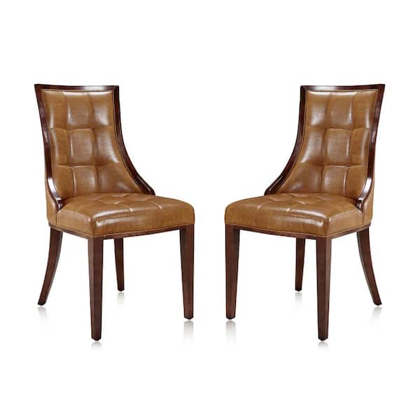 Manhattan Comfort Fifth Avenue Saddle Faux Leather Upholstered Dining Chair (Set of 2)