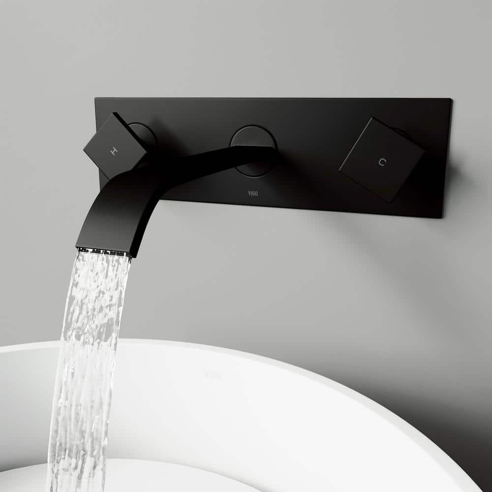Contemporary Dual-Handle Black Nickel Wall-Mounted Bathroom Faucet