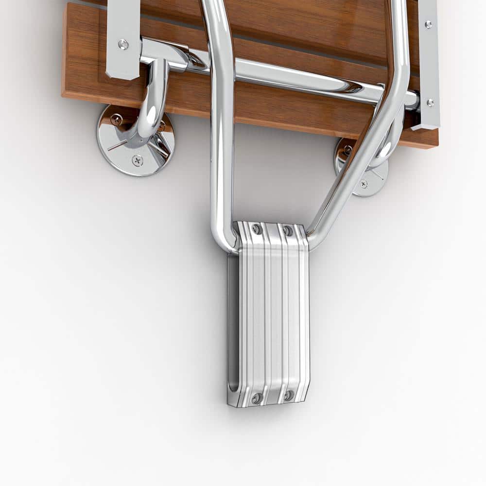 Natural Teak Folding Shower Seat with Chrome Finish