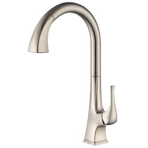 Single-Handle Pull-Down Sprayer Kitchen Faucet with 2-Function Spray Head in Brushed Nickel