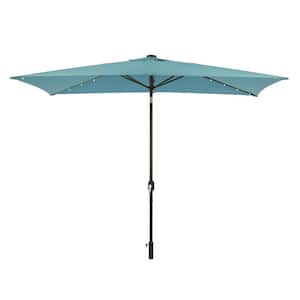 Outdoor 10 ft. x 6.5 ft. Market Solar Tilt Patio Umbrella in Teal for Backyard and Garden